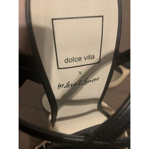 X For Love & Lemons Natalie Heel Sandals Beige Natural Black DOLCE VITA 7.5 - Picture 5 of 7